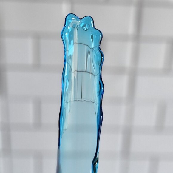 MCM Fenton Glass Sapphire Colonial Blue Tall Swung Vase 19.5 Tall Thumbprint VTG - Picture 11 of 16